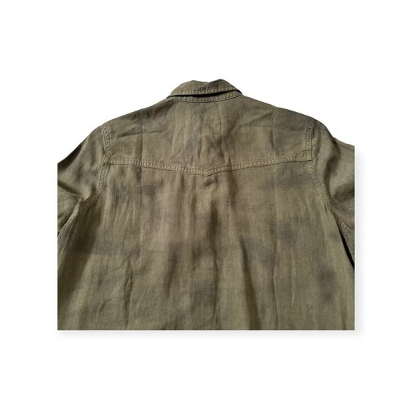 NWT Rails Sandra Shirt Dress Olive Black Tie Dye Button Front Tencel Linen, Sz S - Picture 10 of 13
